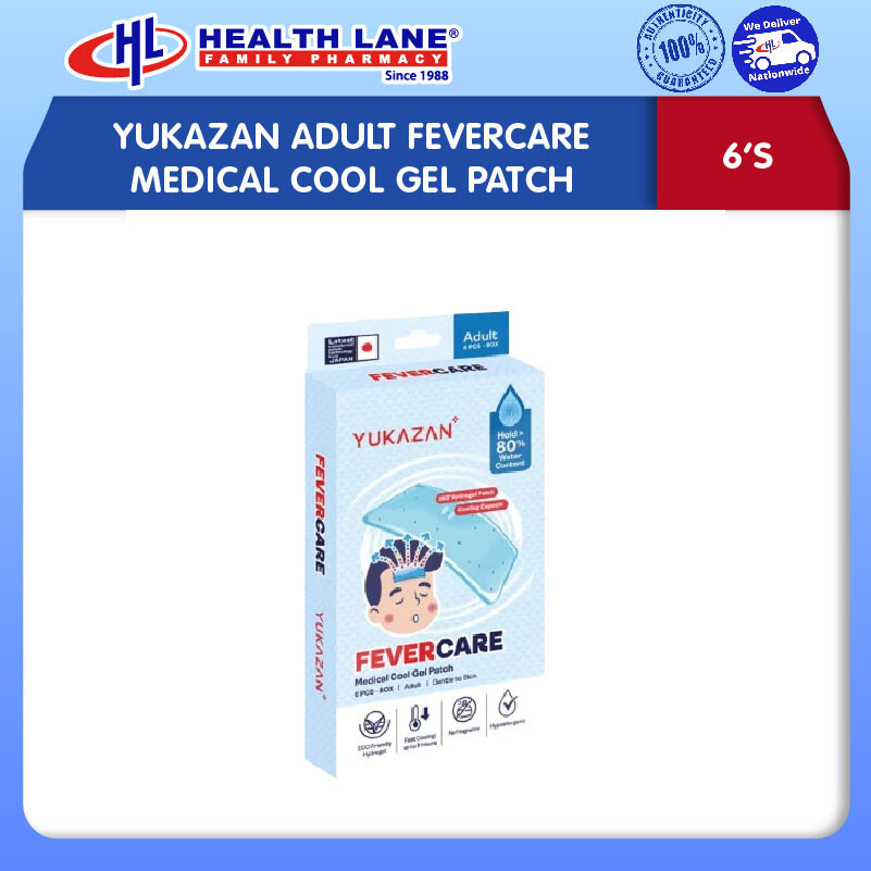 YUKAZAN ADULT FEVERCARE MEDICAL COOL GEL PATCH 6'S